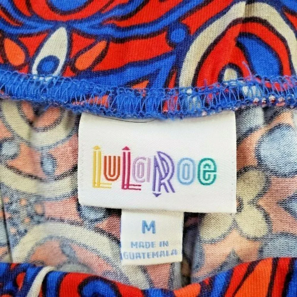 LuLaRoe Madison Pleated A-Line Skirt Red Blue Pockets‎ M Medium